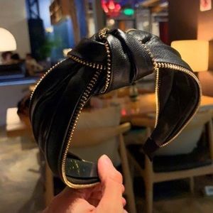 SOLD 🔴 Faux Leather Headband with Zipper Detail